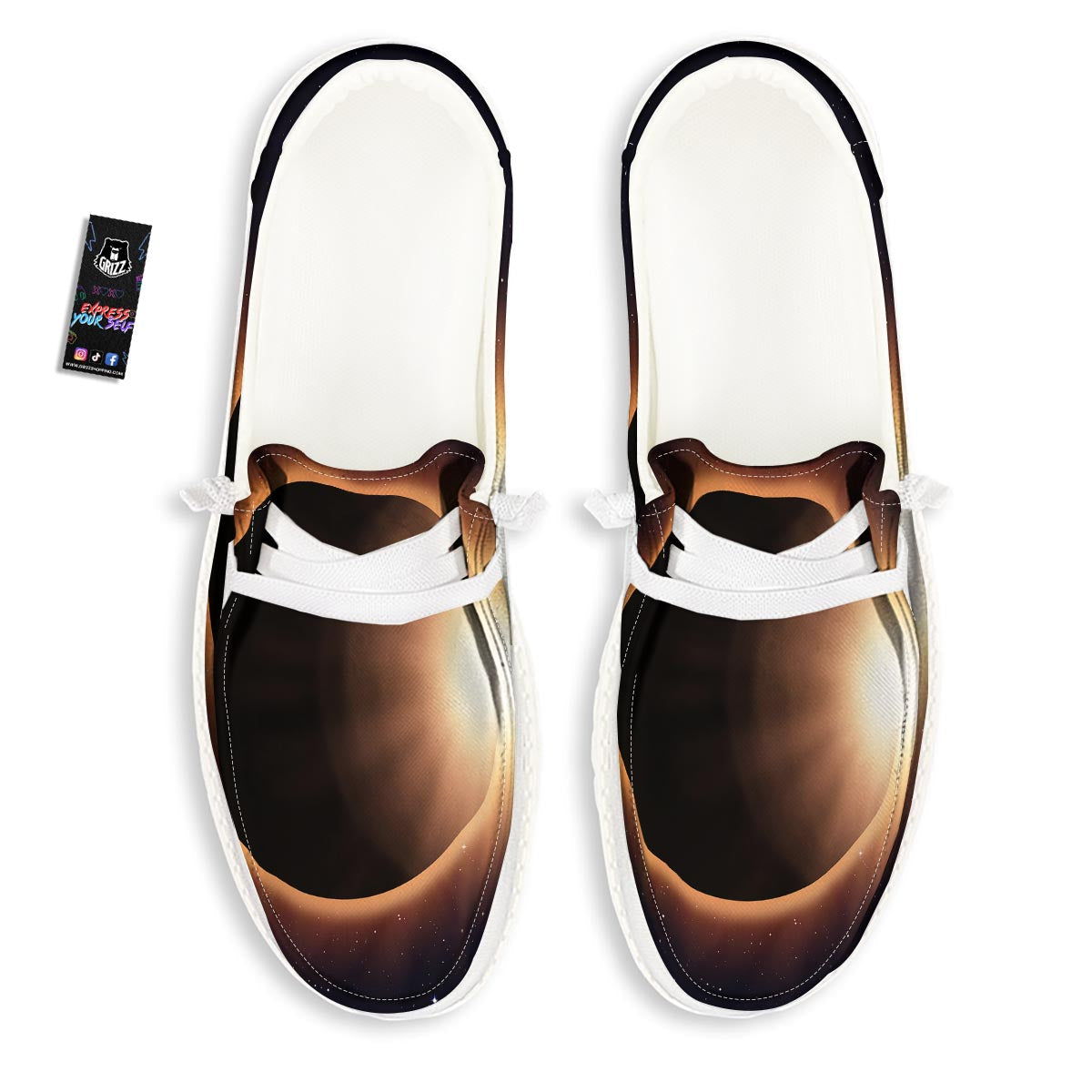 Eclipse Total Solar Print White Loafers-grizzshop