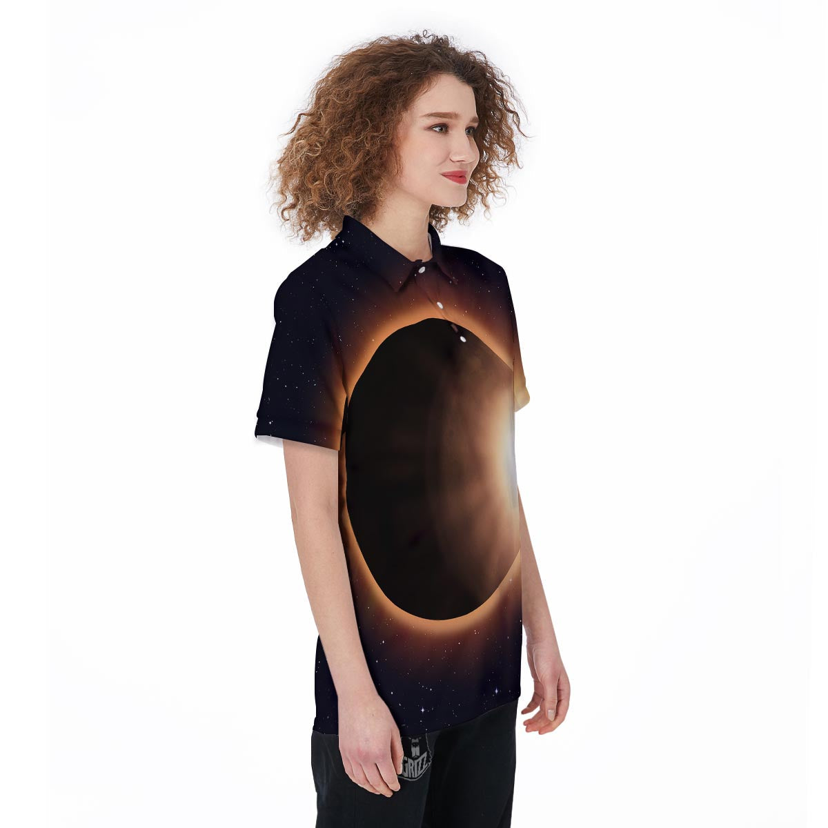 Eclipse Total Solar Print Women's Golf Shirts-grizzshop