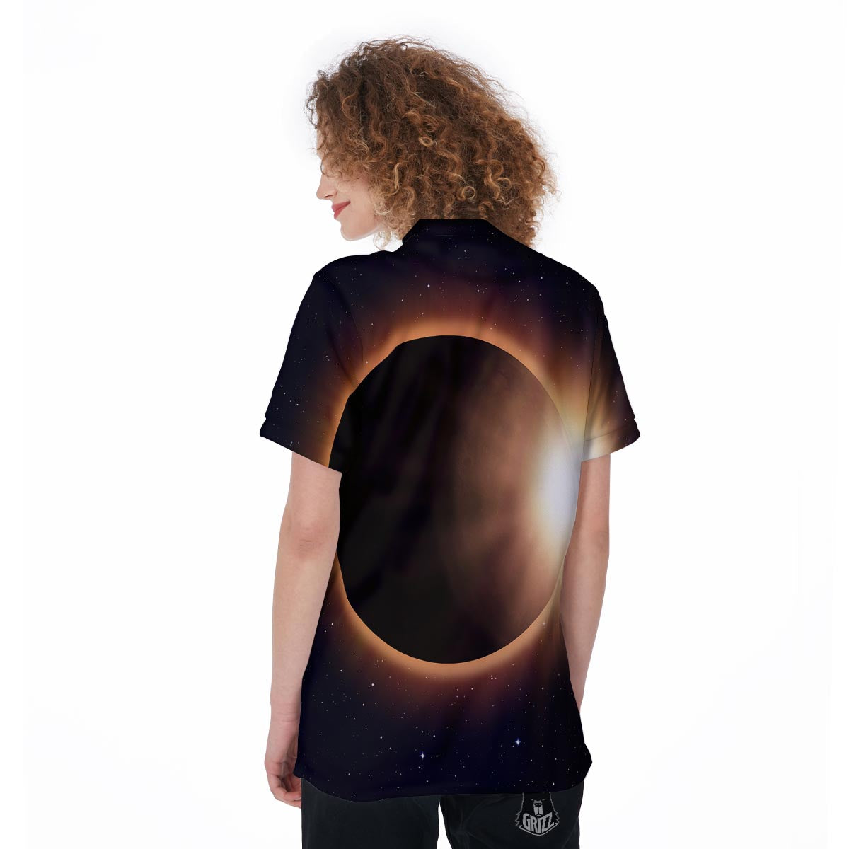 Eclipse Total Solar Print Women's Golf Shirts-grizzshop