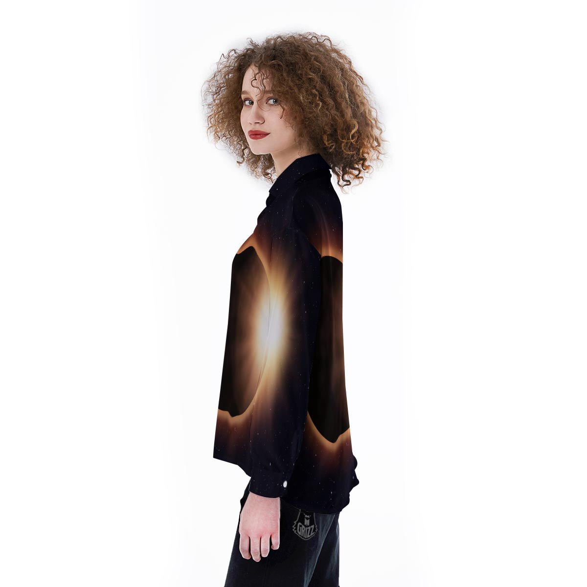 Eclipse Total Solar Print Women's Long Sleeve Shirts-grizzshop