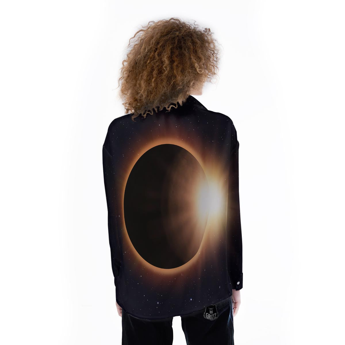 Eclipse Total Solar Print Women's Long Sleeve Shirts-grizzshop