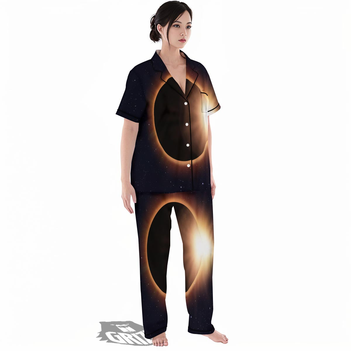 Eclipse Total Solar Print Women's Pajamas Set-grizzshop