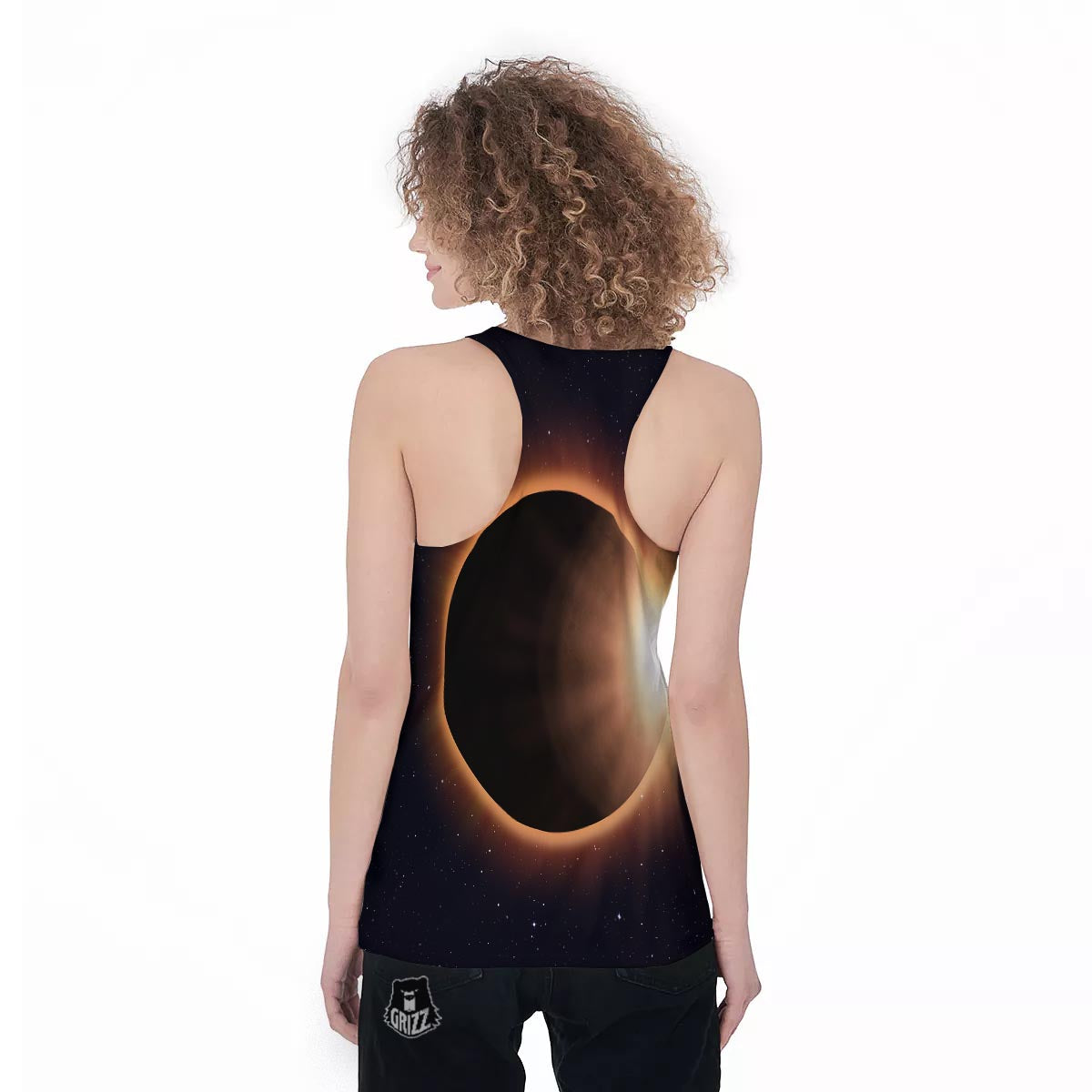 Eclipse Total Solar Print Women's Racerback Tank Top-grizzshop