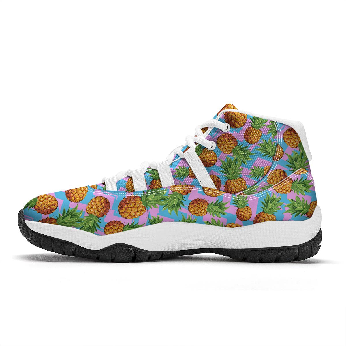 Edm Pink Pineapple Print White Bball Shoes-grizzshop