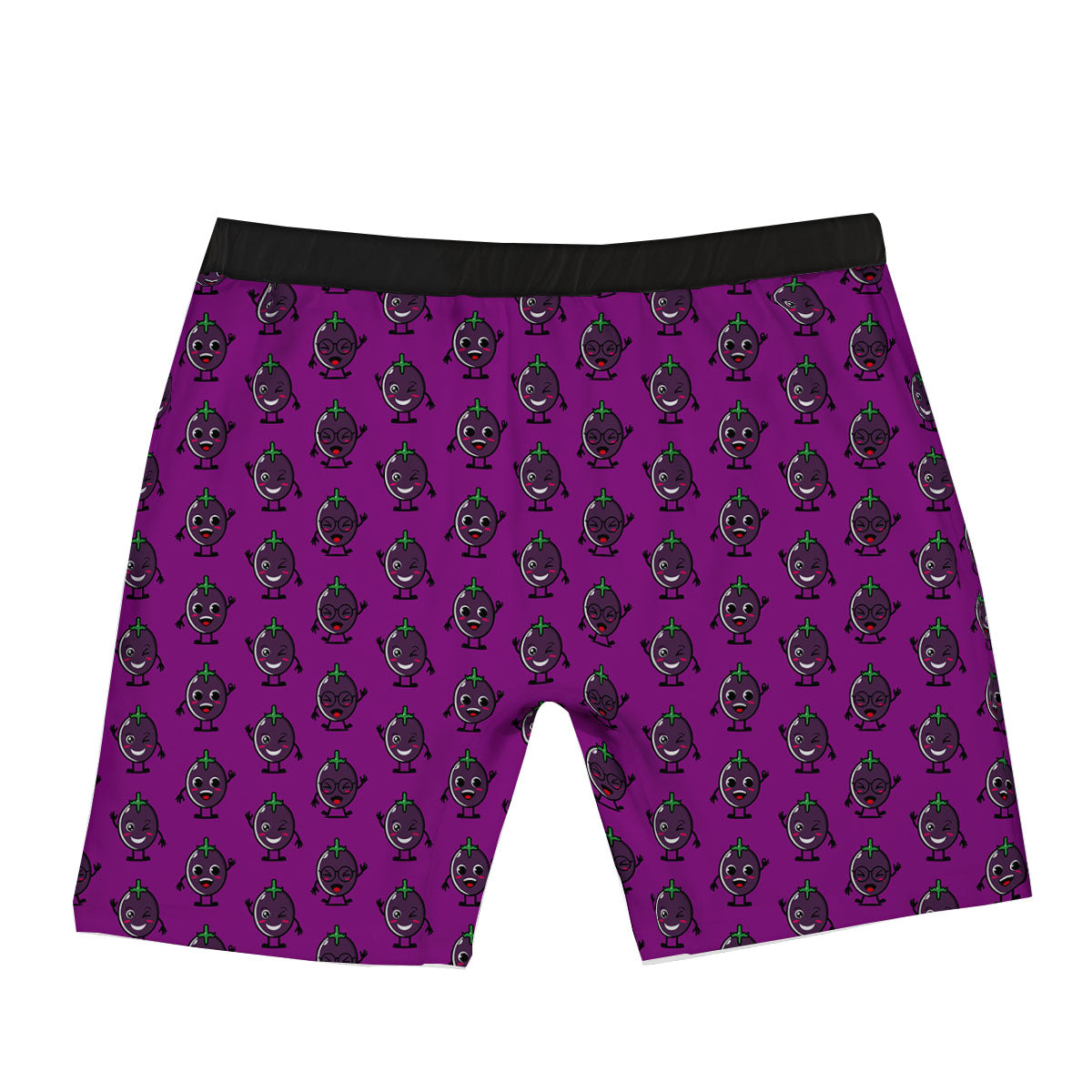 Eggplant Cartoon Print Pattern Boxer Briefs-grizzshop