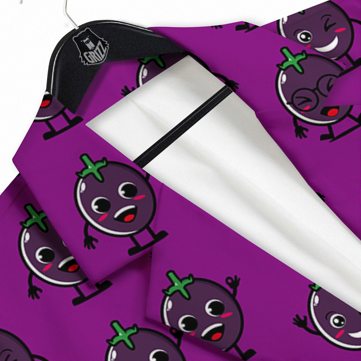 Eggplant Cartoon Print Pattern Men's Sport Coat-grizzshop