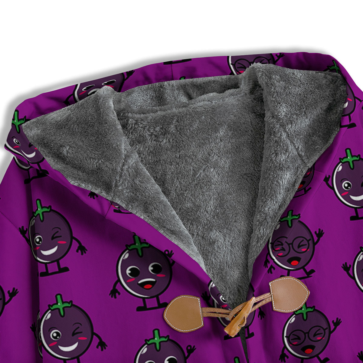 Eggplant Cartoon Print Pattern Men's Windbreaker Jacket-grizzshop