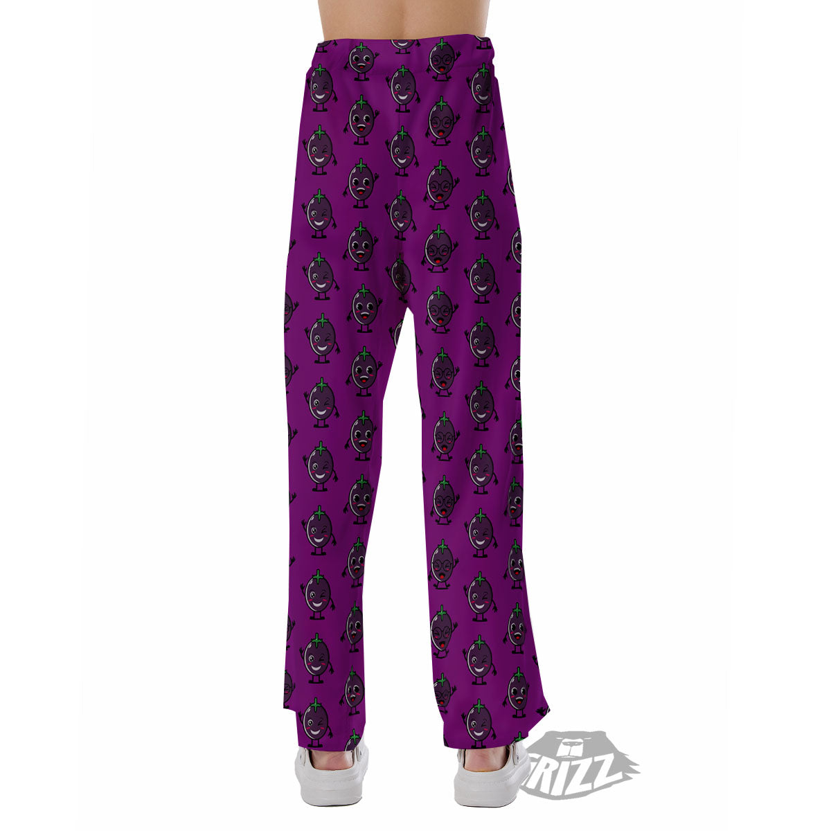 Eggplant Cartoon Print Pattern Pajama Pants-grizzshop