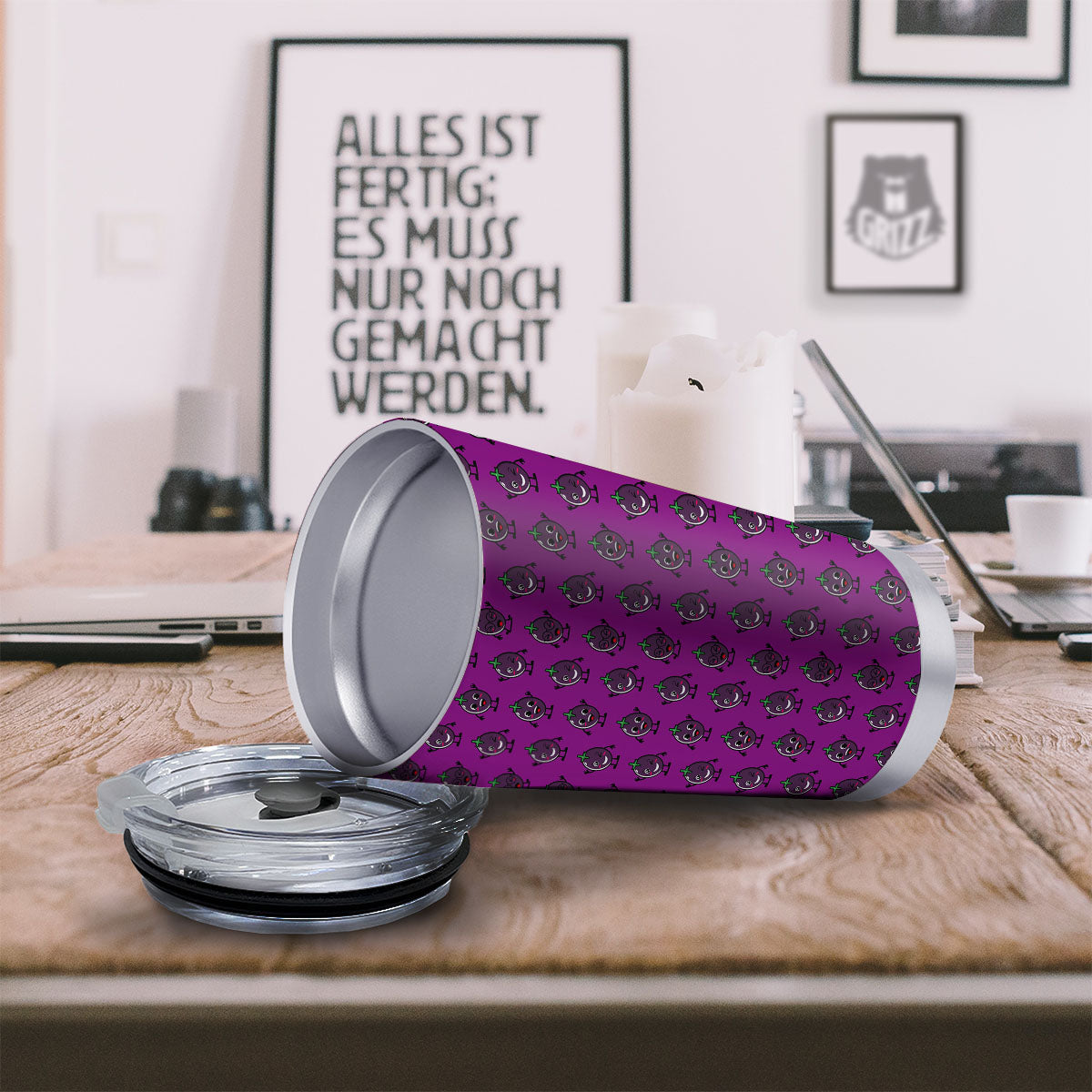 Eggplant Cartoon Print Pattern Tumbler-grizzshop