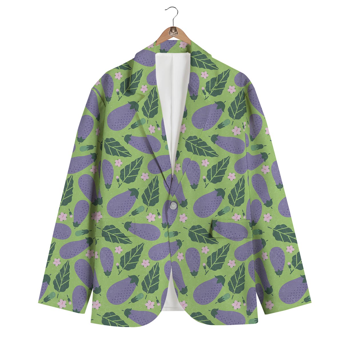Eggplant Cute Pattern Print Men's Blazer-grizzshop