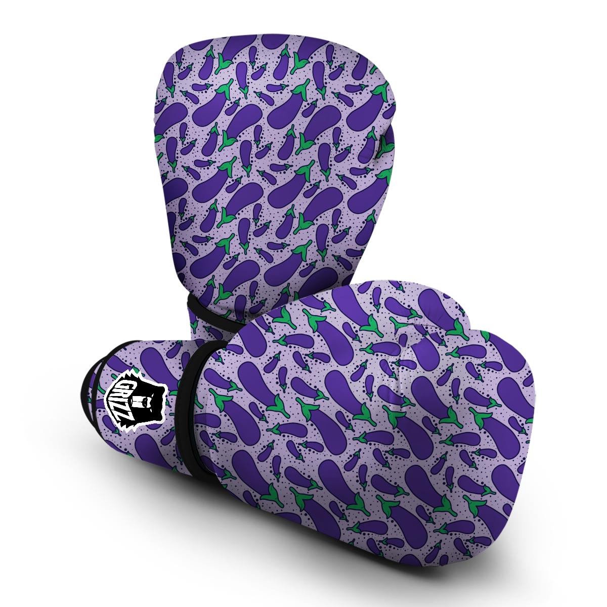 Eggplant Cute Print Pattern Boxing Gloves-grizzshop