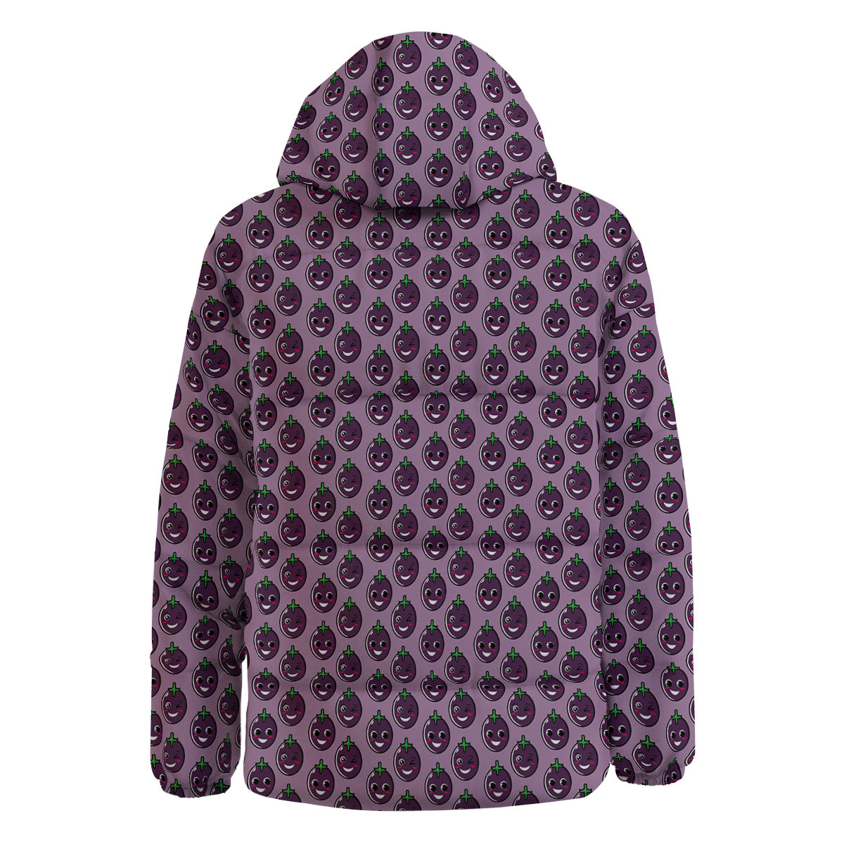 Eggplant Cute Print Pattern Down Jacket-grizzshop