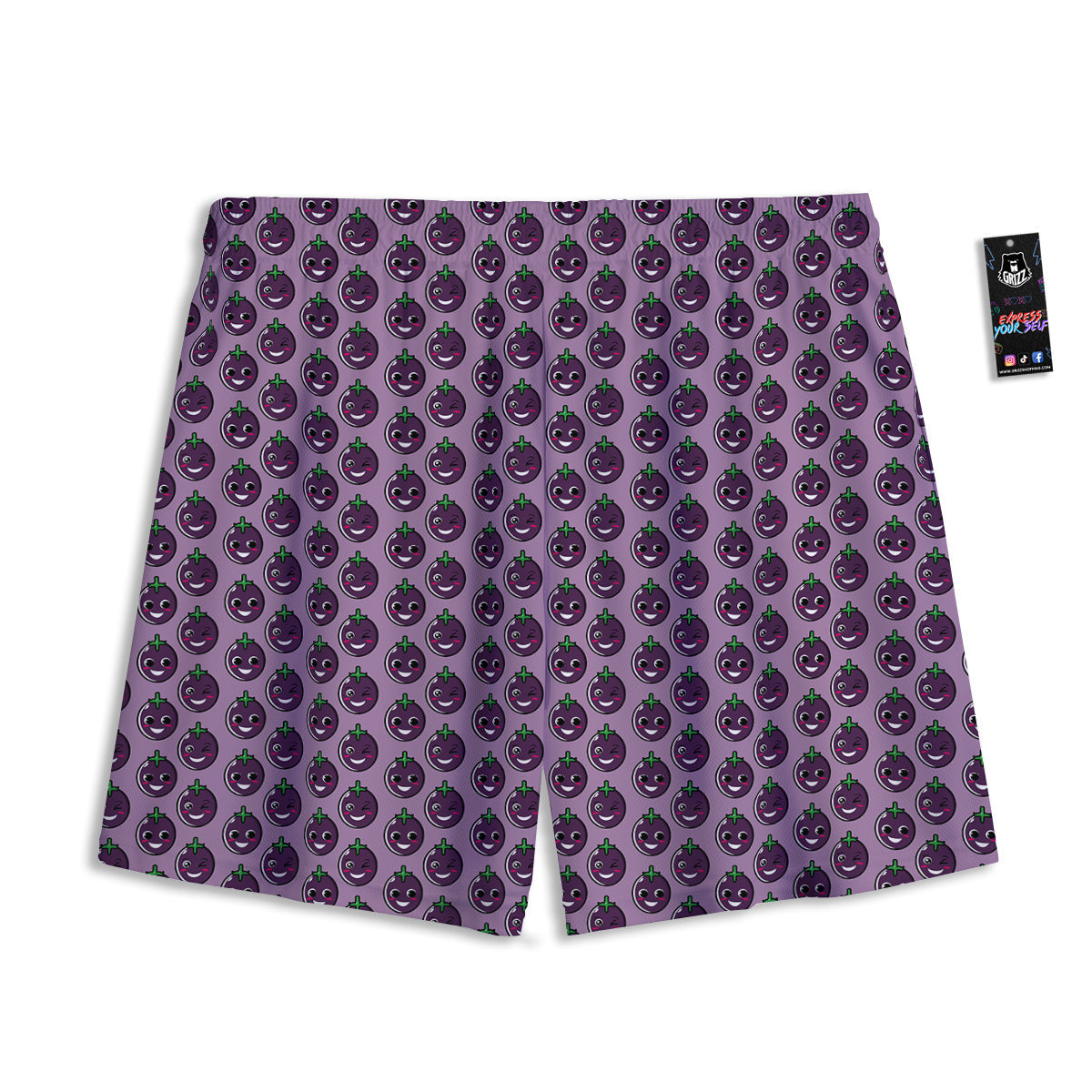 Eggplant Cute Print Pattern Mesh Shorts