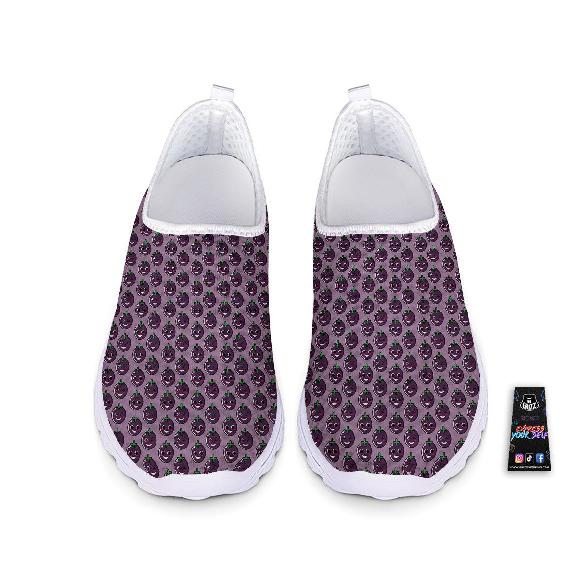 Eggplant Cute Print Pattern Nurse Shoes-grizzshop