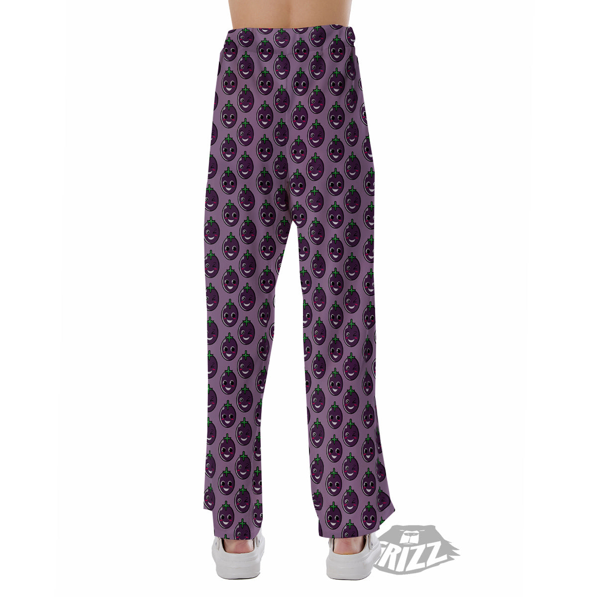 Eggplant Cute Print Pattern Pajama Pants-grizzshop