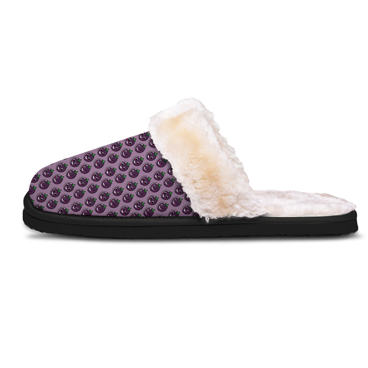 Eggplant Cute Print Pattern Slippers-grizzshop