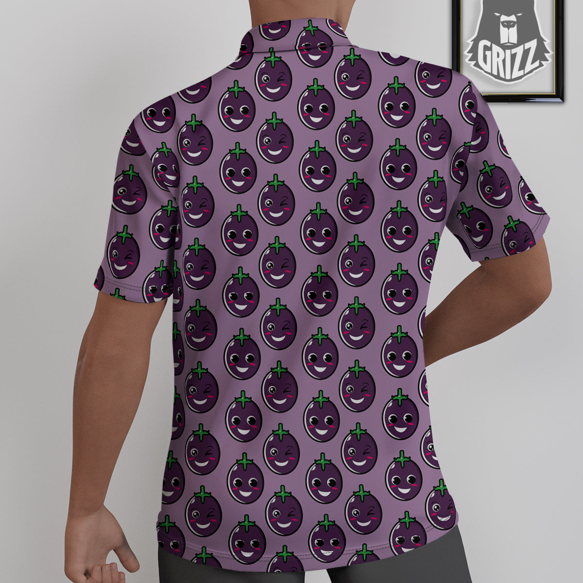 Eggplant Cute Print Pattern Untucked Shirts-grizzshop
