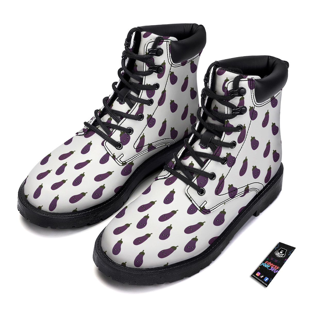 Eggplant Funny Print Pattern Boots-grizzshop