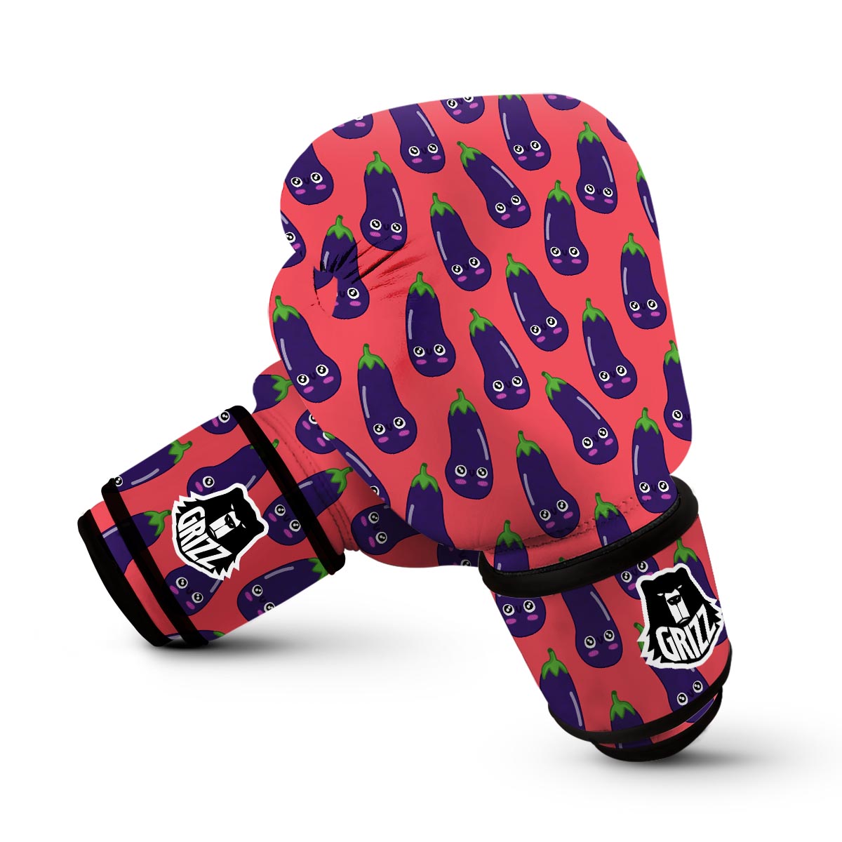 Eggplant Funny Print Pattern Boxing Gloves-grizzshop