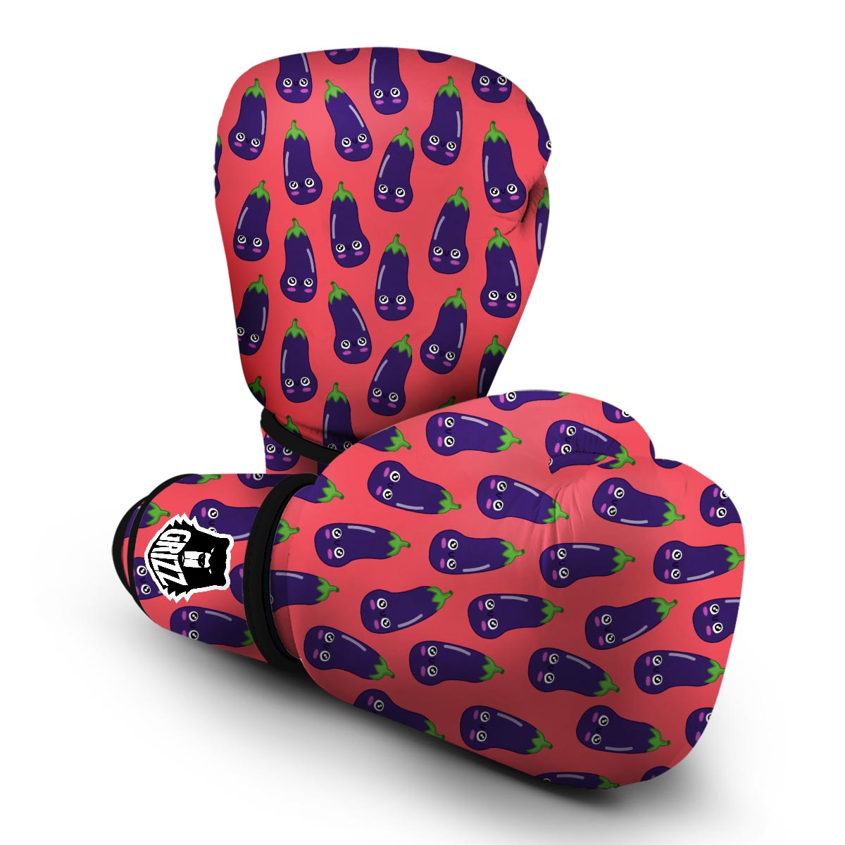 Eggplant Funny Print Pattern Boxing Gloves-grizzshop
