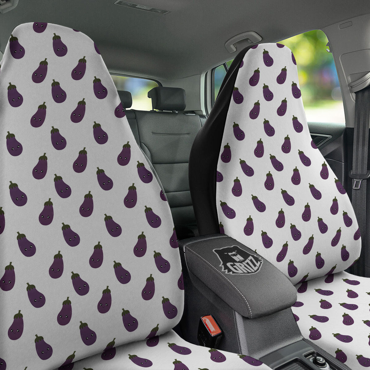 Eggplant Funny Print Pattern Car Seat Covers-grizzshop