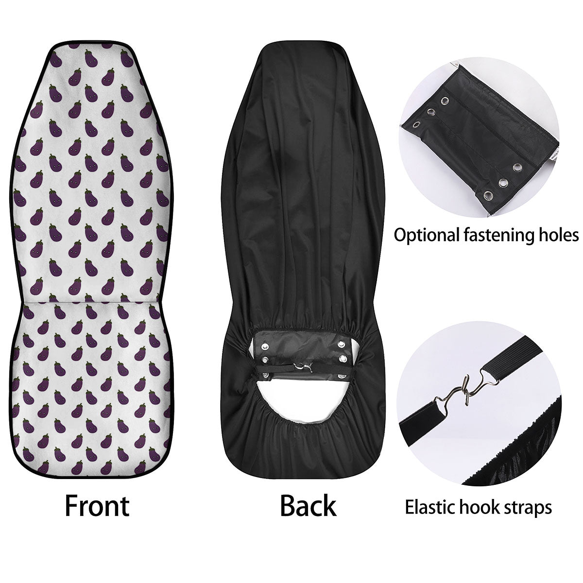 Eggplant Funny Print Pattern Car Seat Covers-grizzshop