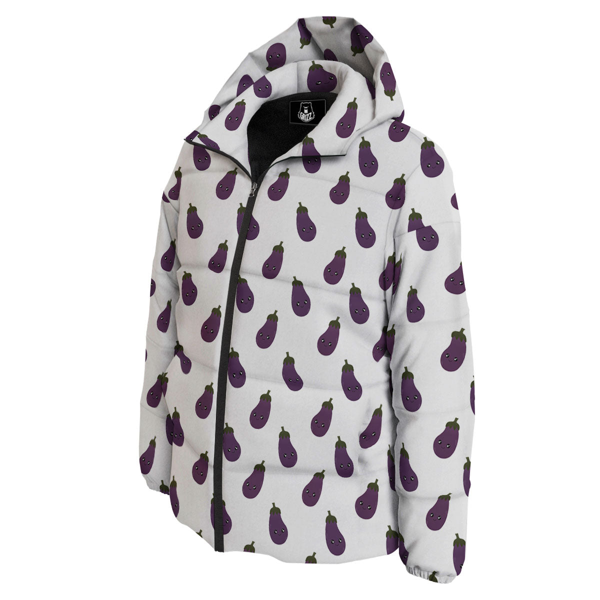 Eggplant Funny Print Pattern Down Jacket-grizzshop