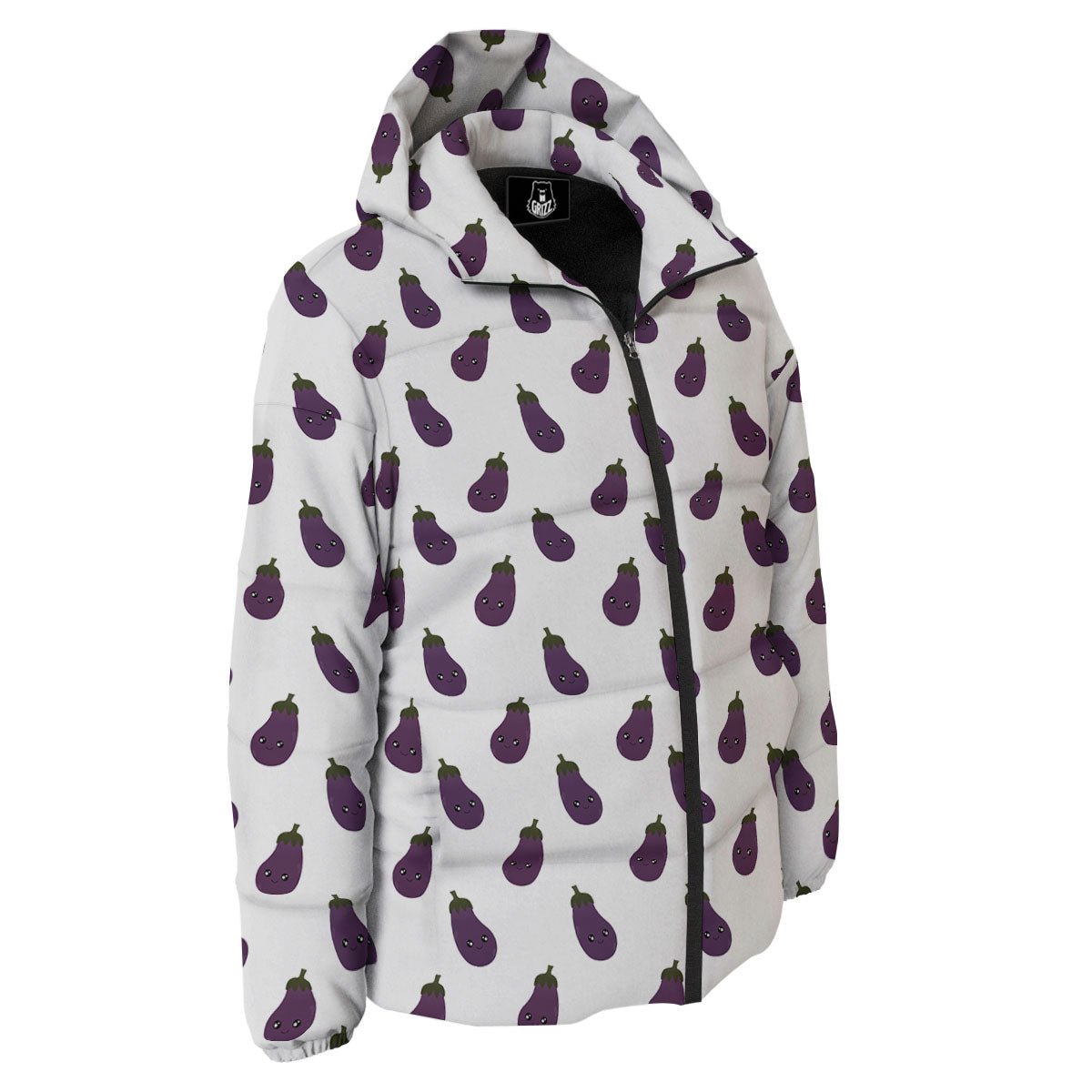 Eggplant Funny Print Pattern Down Jacket-grizzshop