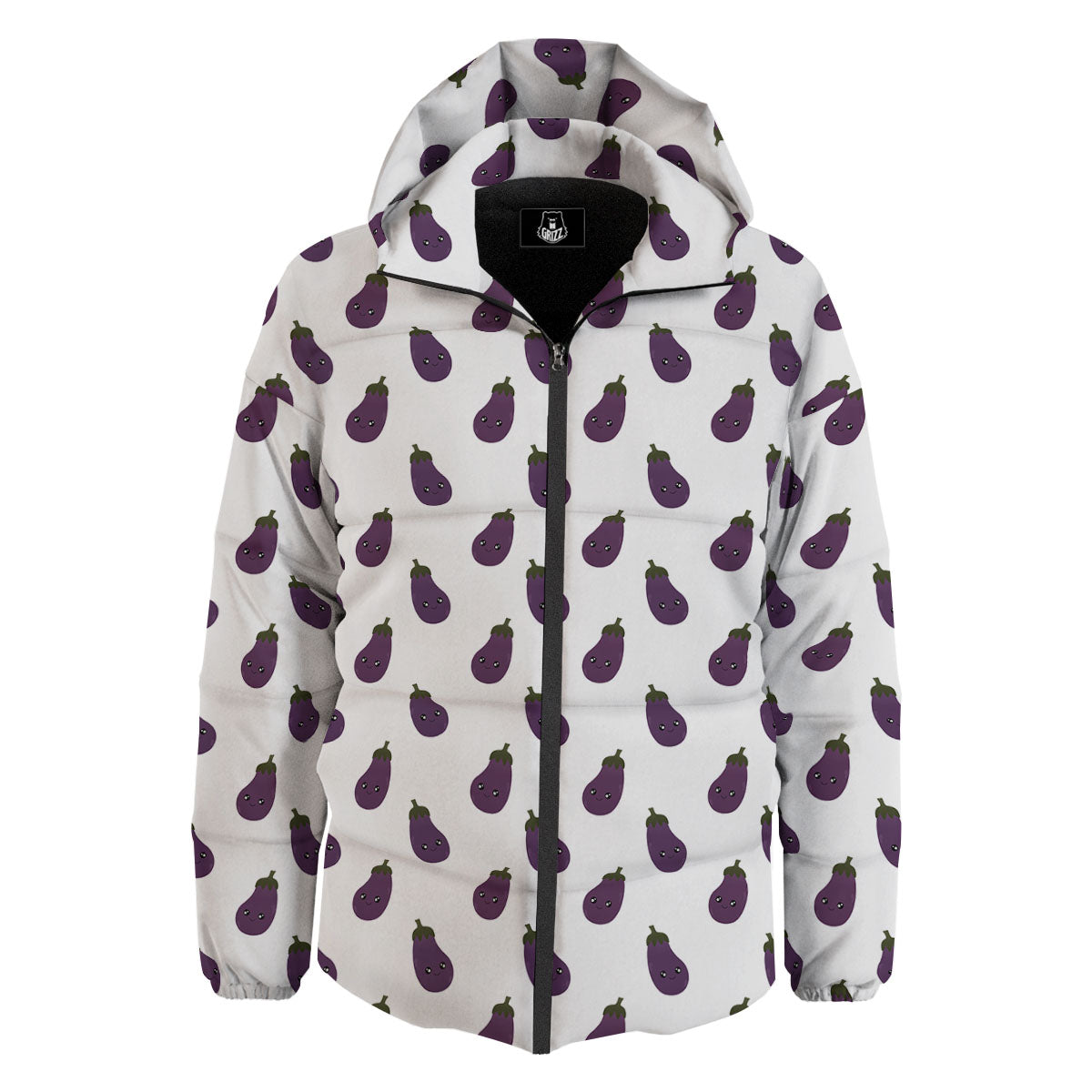 Eggplant Funny Print Pattern Down Jacket-grizzshop