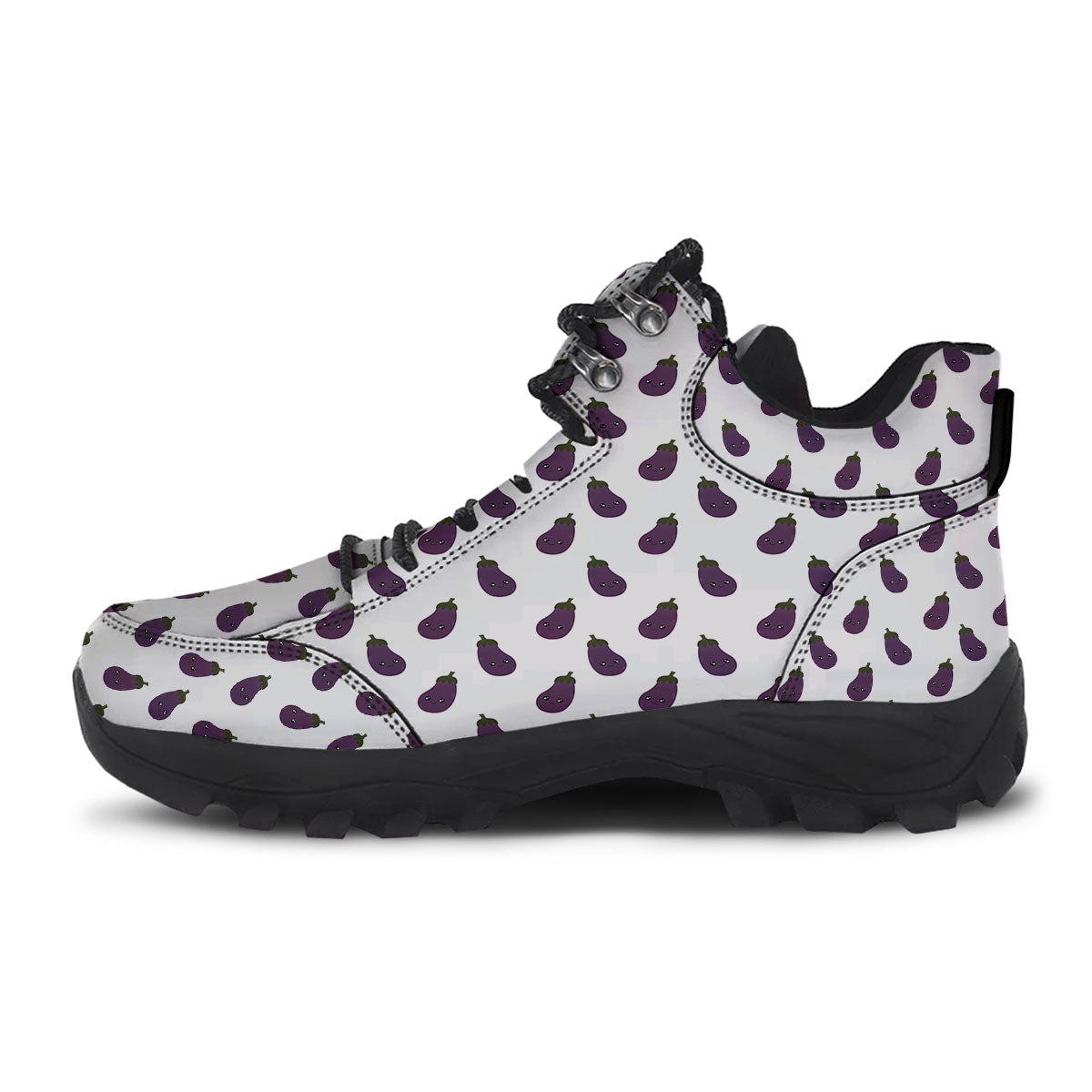 Eggplant Funny Print Pattern Hiking Shoes-grizzshop