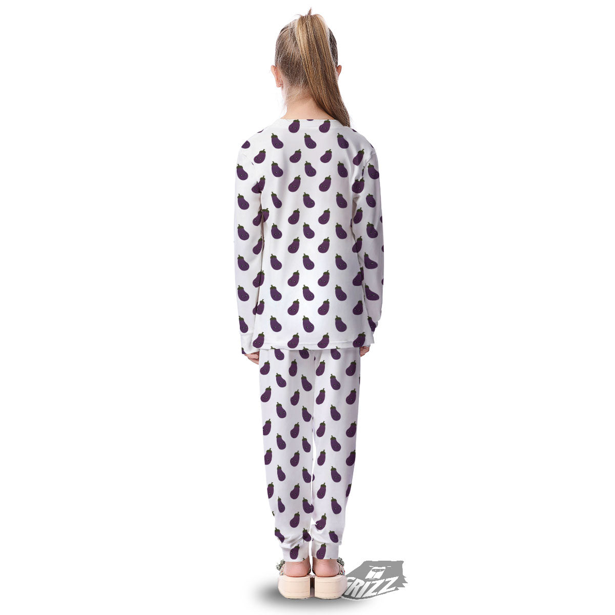 Eggplant Funny Print Pattern Kid's Pajamas-grizzshop