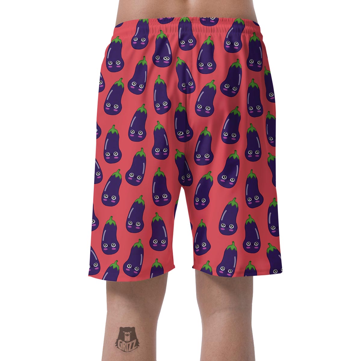 Eggplant Funny Print Pattern Men's Shorts-grizzshop