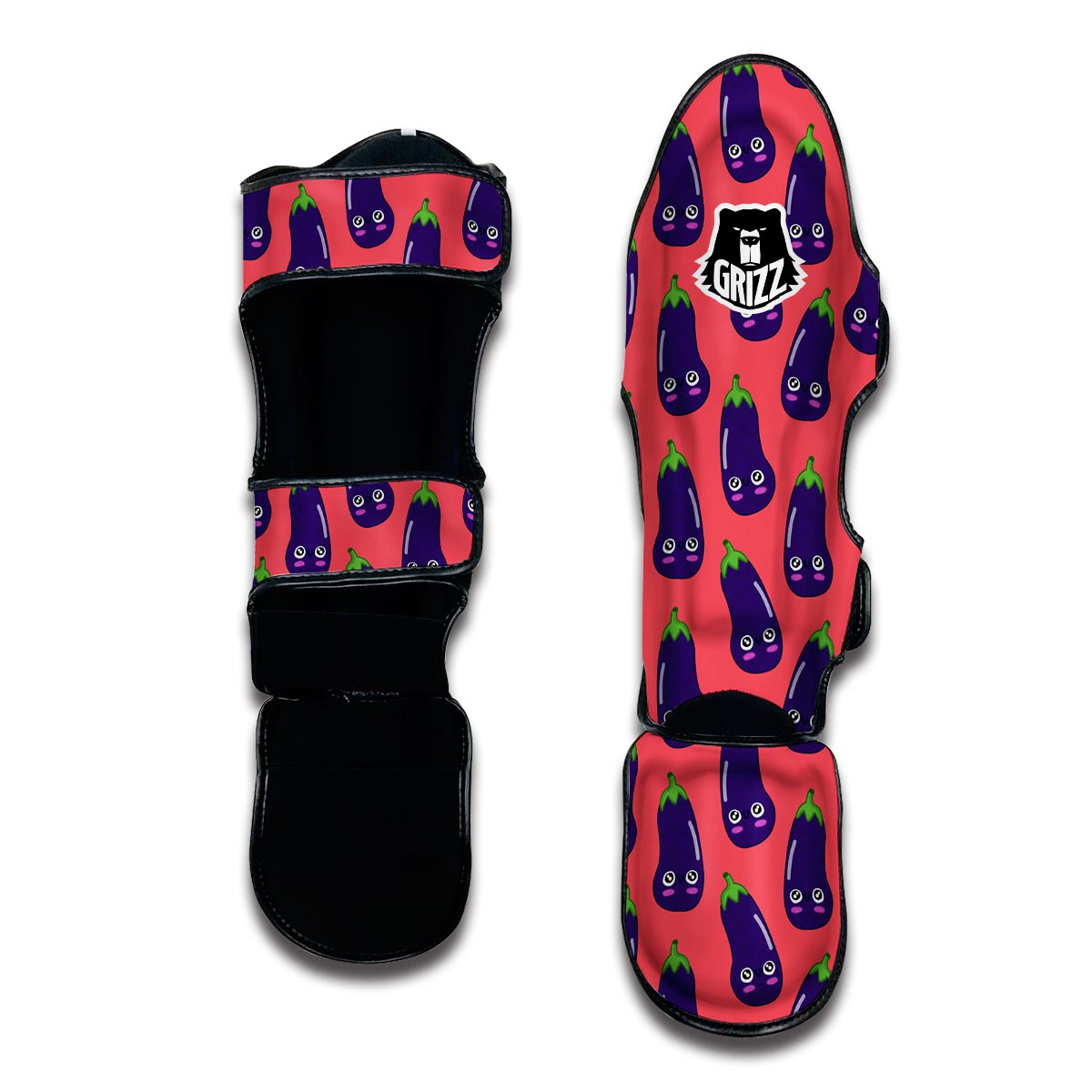 Eggplant Funny Print Pattern Muay Thai Shin Guards-grizzshop