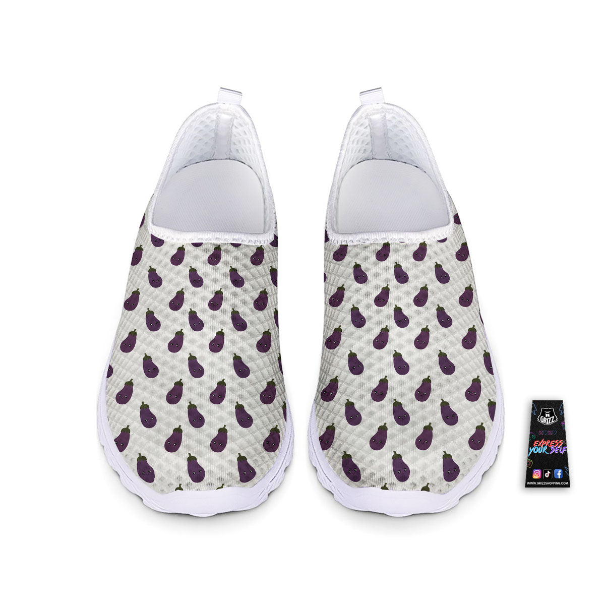 Eggplant Funny Print Pattern Nurse Shoes-grizzshop