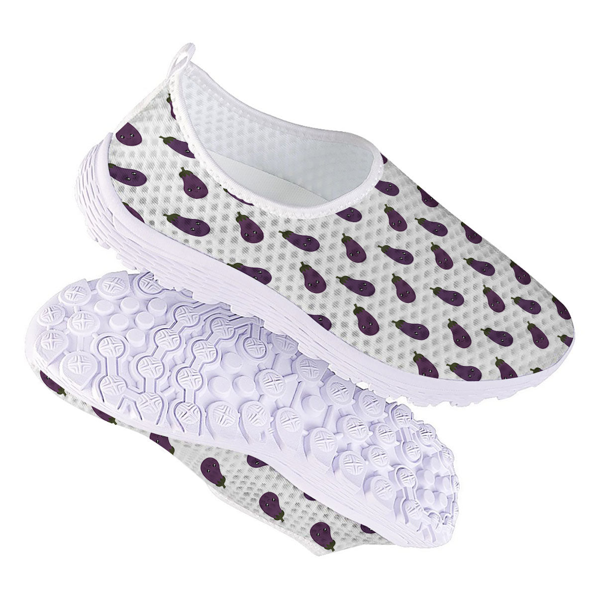 Eggplant Funny Print Pattern Nurse Shoes-grizzshop