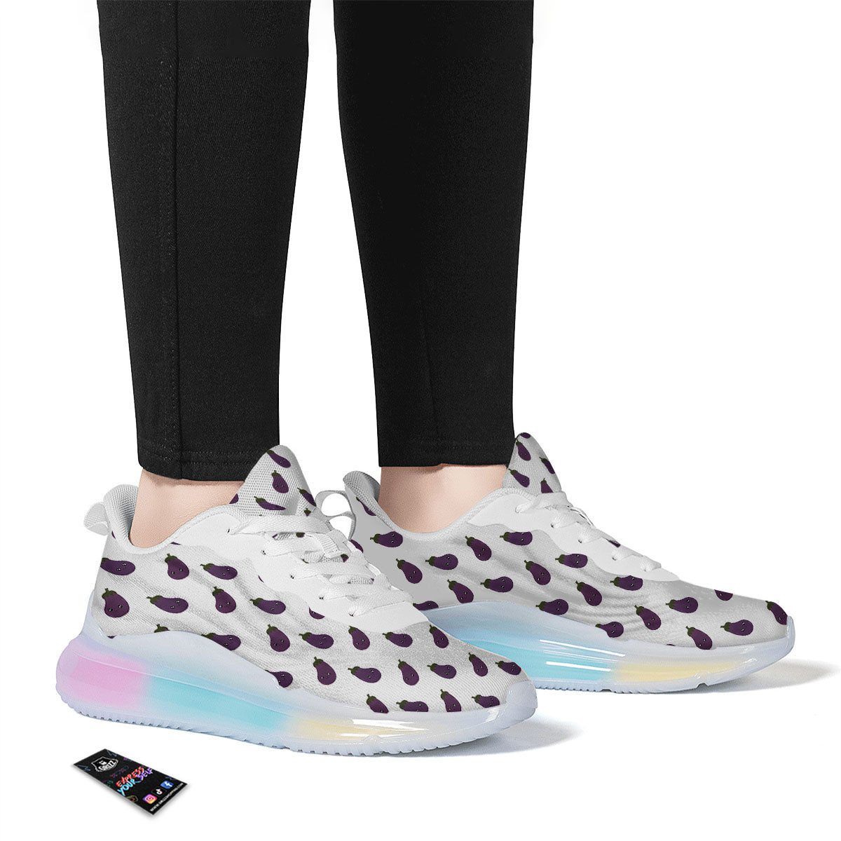 Eggplant Funny Print Pattern Running Sneakers-grizzshop
