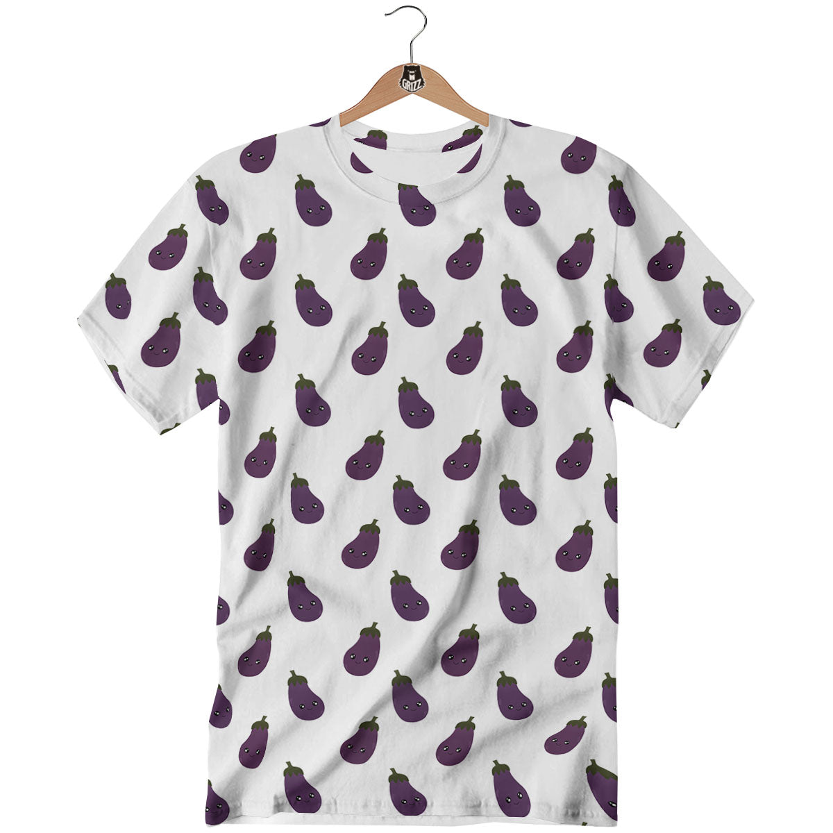 Eggplant Funny Print Pattern T-Shirt-grizzshop