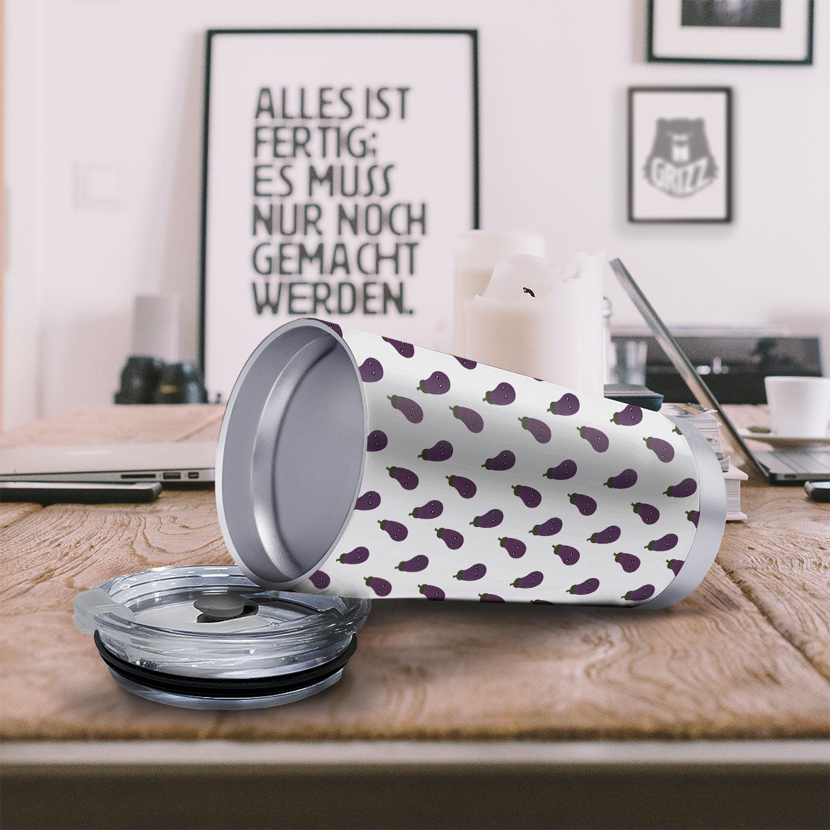 Eggplant Funny Print Pattern Tumbler-grizzshop