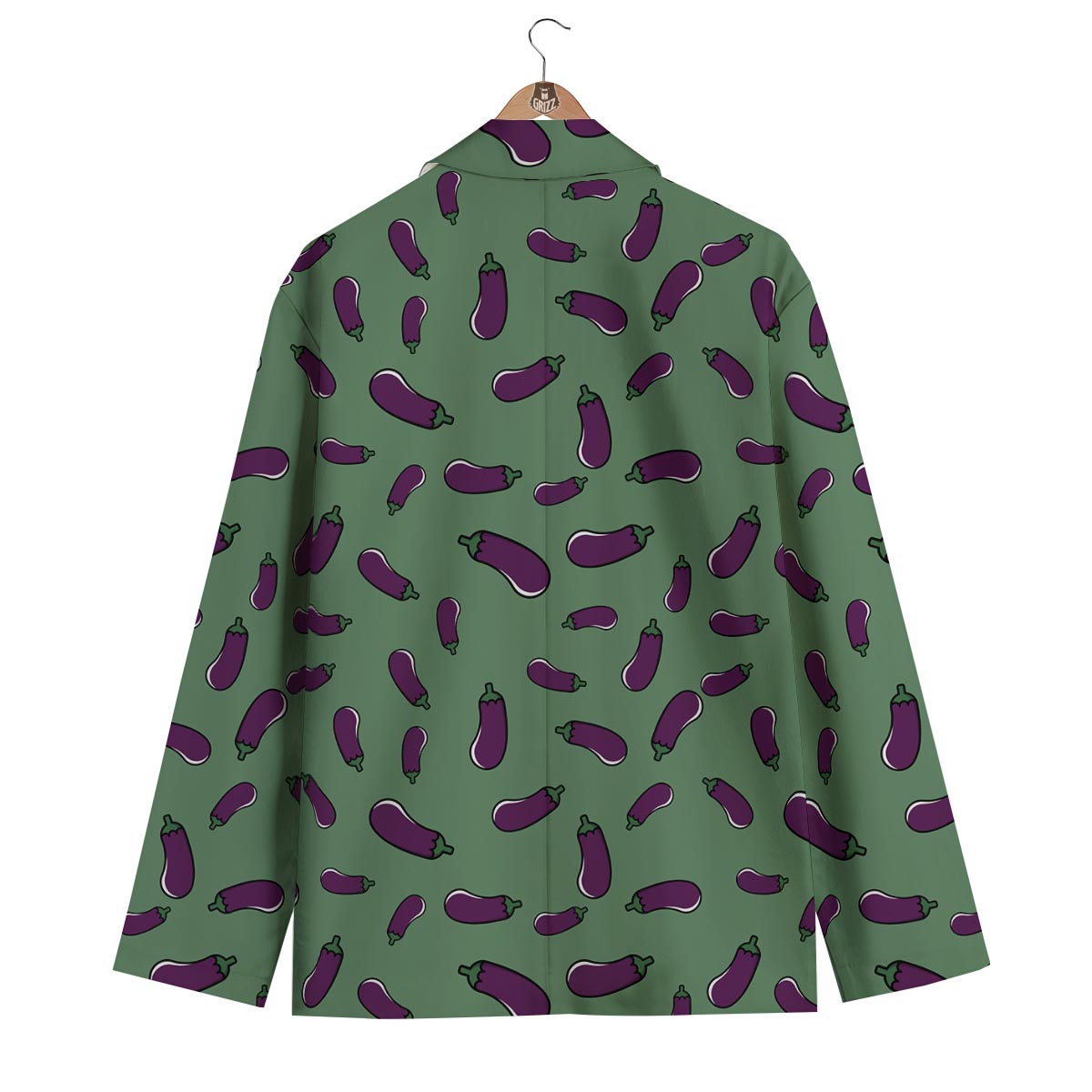 Eggplant Pattern Print Men's Blazer-grizzshop