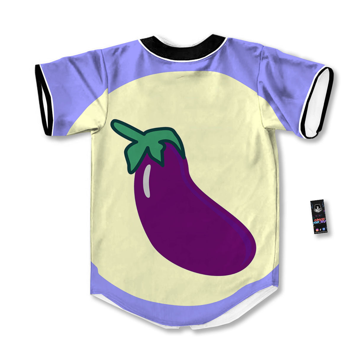 Eggplant Print Baseball Jersey-grizzshop