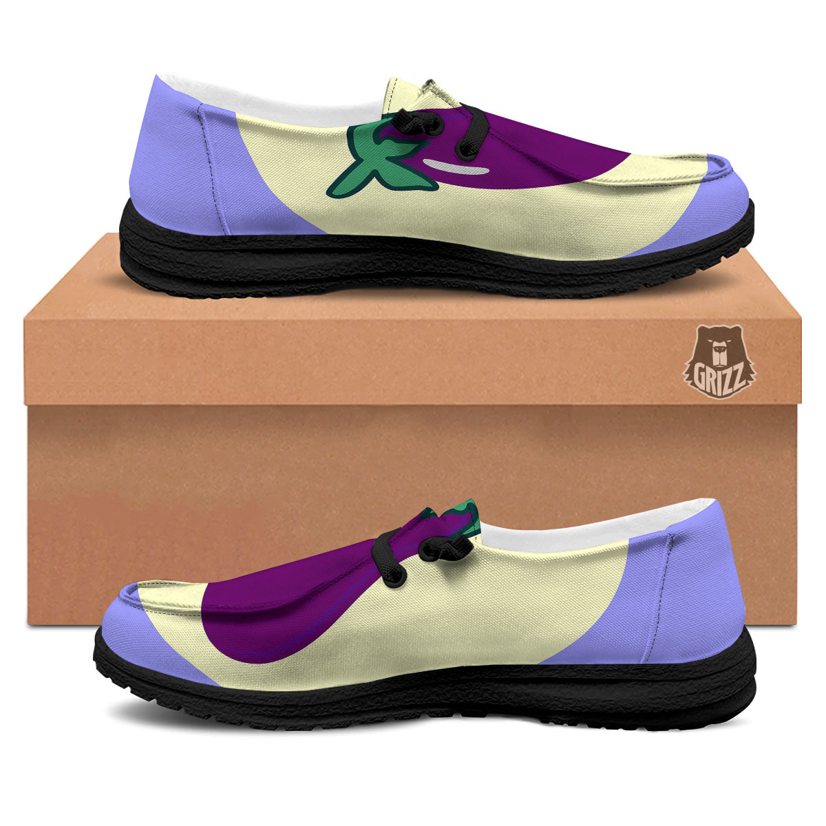 Eggplant Print Black Loafers-grizzshop