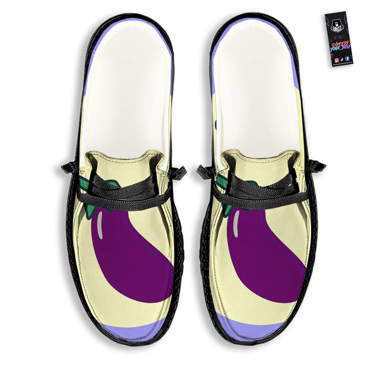 Eggplant Print Black Loafers-grizzshop