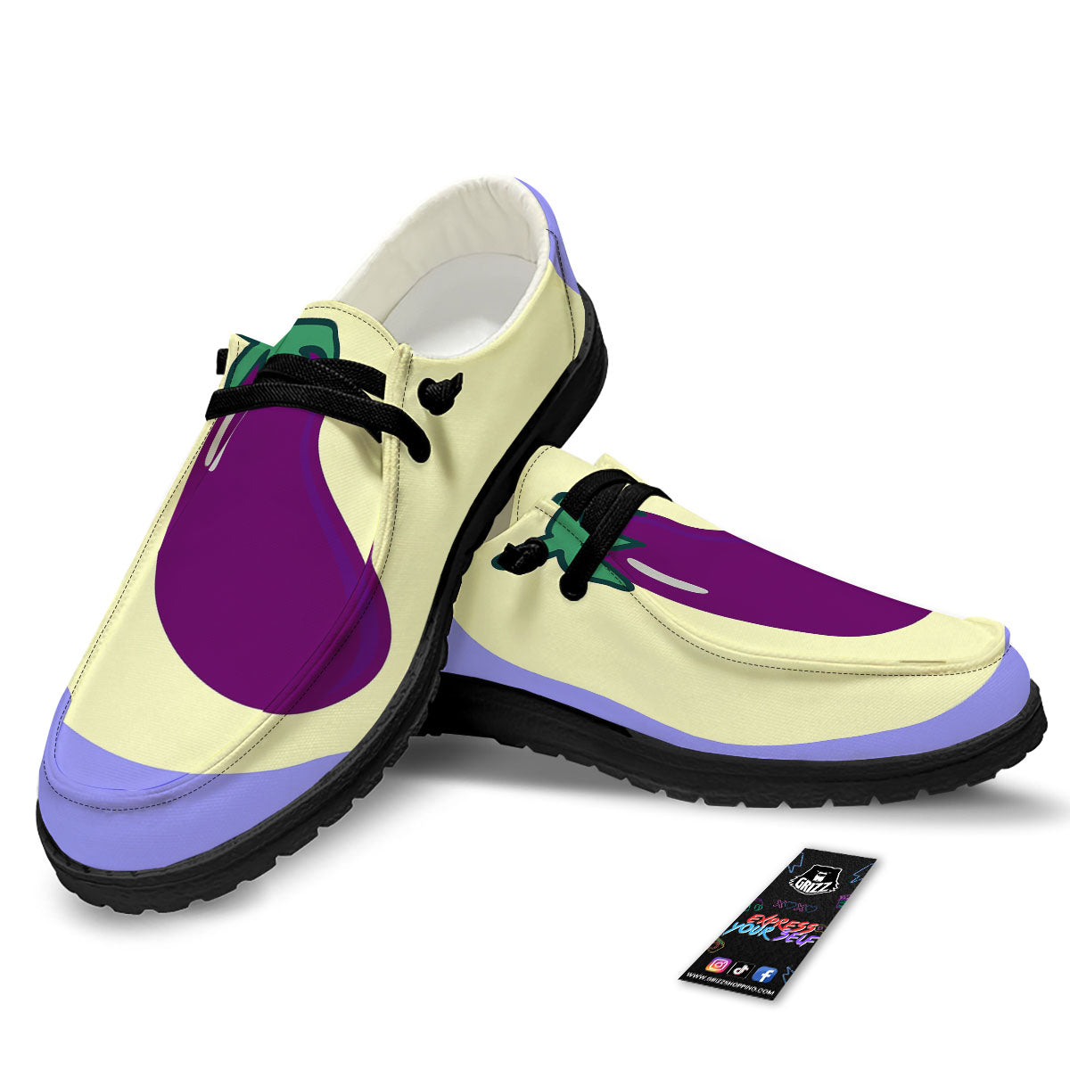Eggplant Print Black Loafers-grizzshop