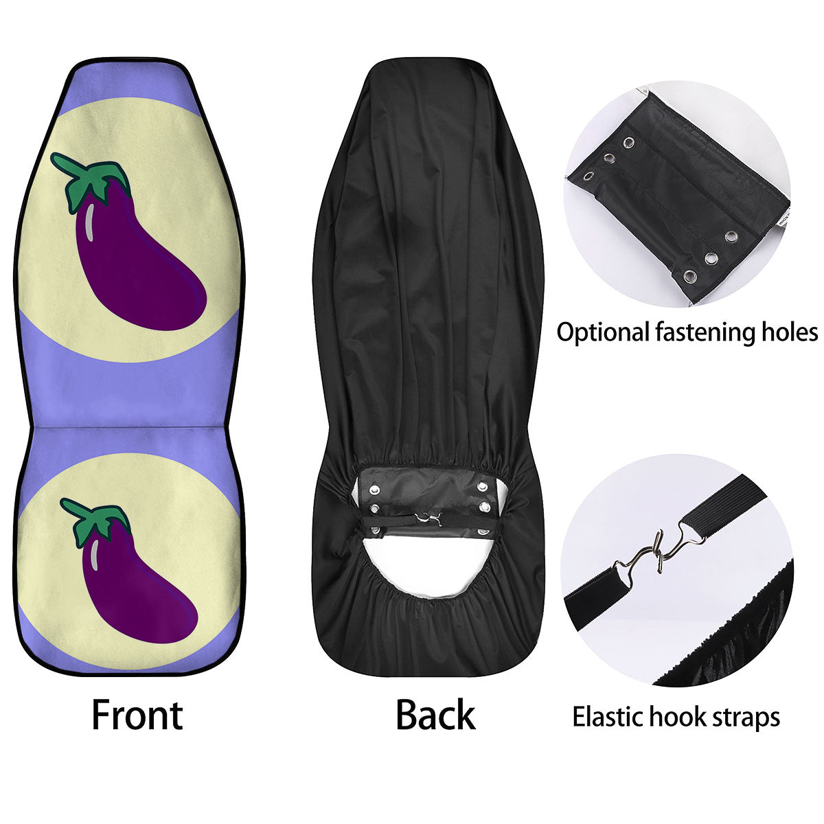Eggplant Print Car Seat Covers-grizzshop