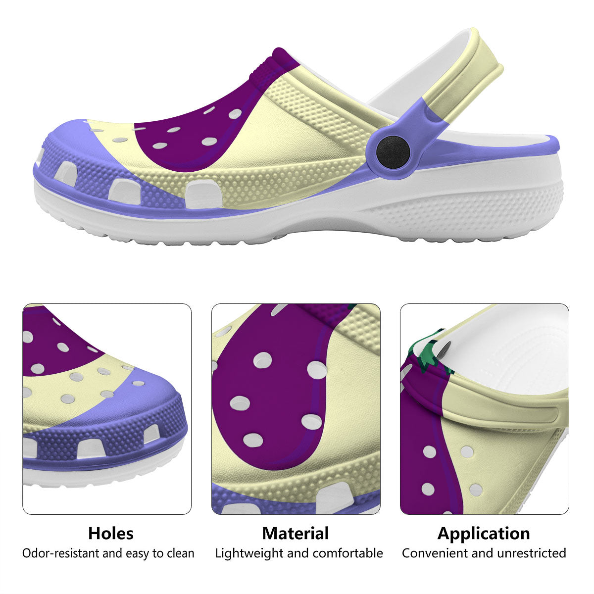 Eggplant Print Clog-grizzshop