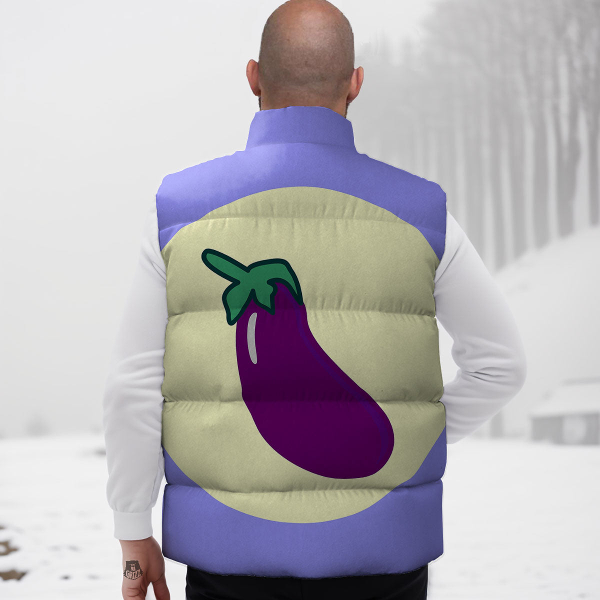 Eggplant Print Down Vest-grizzshop