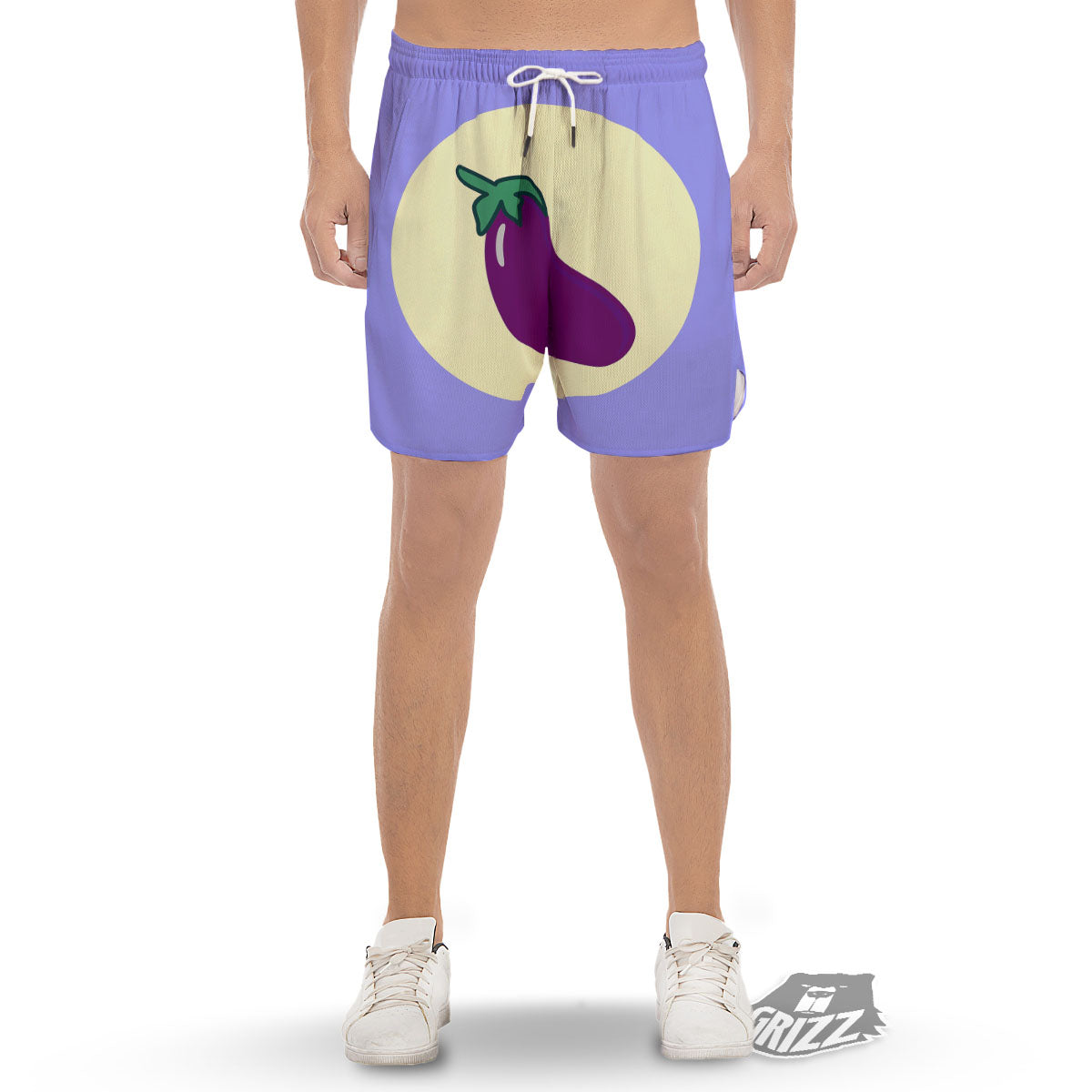 Eggplant Print Men's Gym Shorts-grizzshop