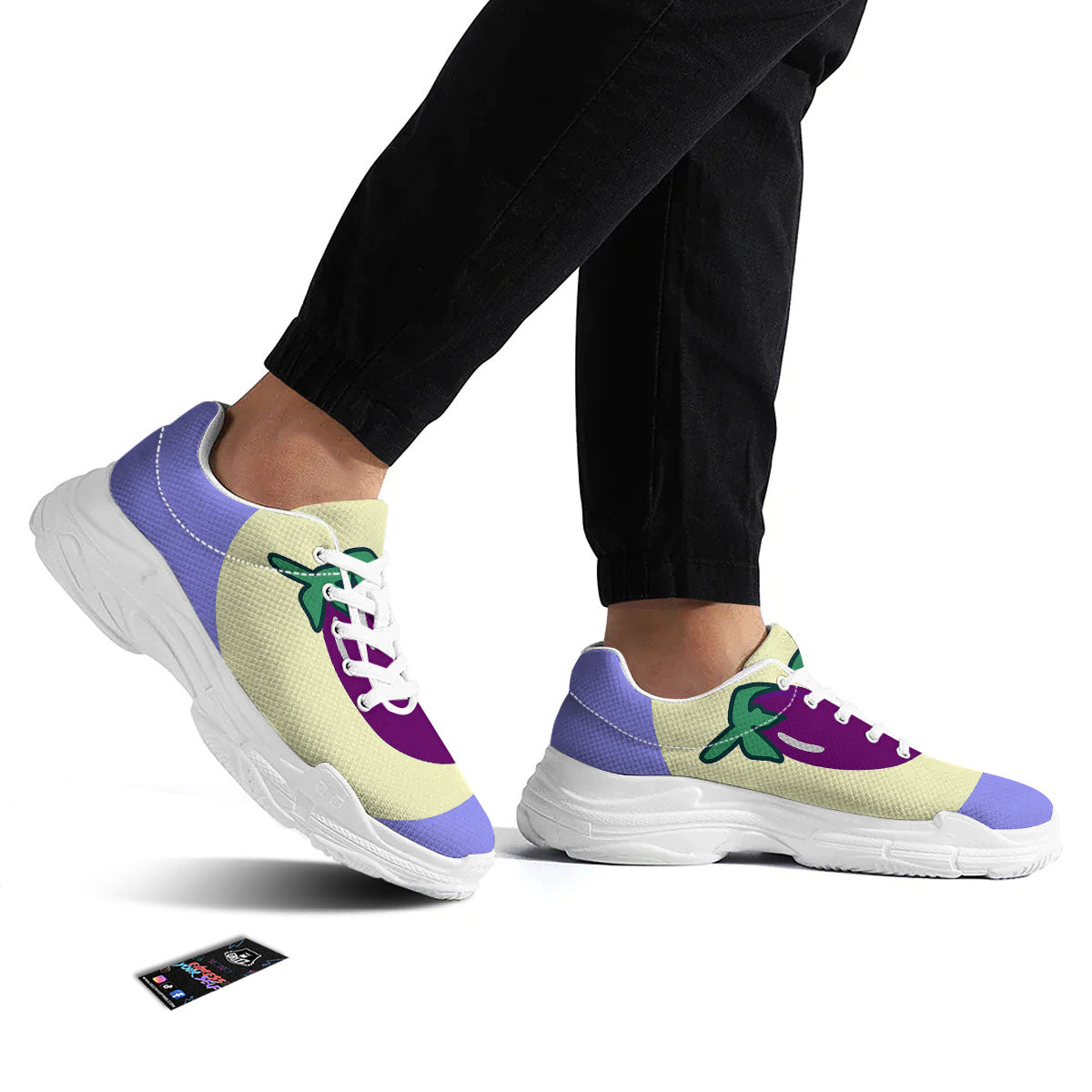 Eggplant Print White Chunky Shoes-grizzshop