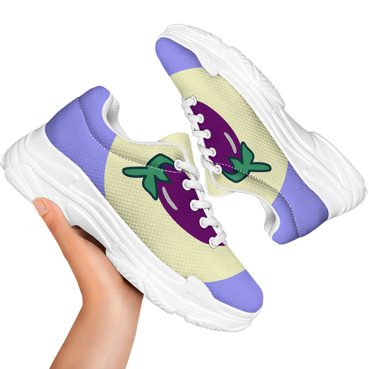 Eggplant Print White Chunky Shoes-grizzshop