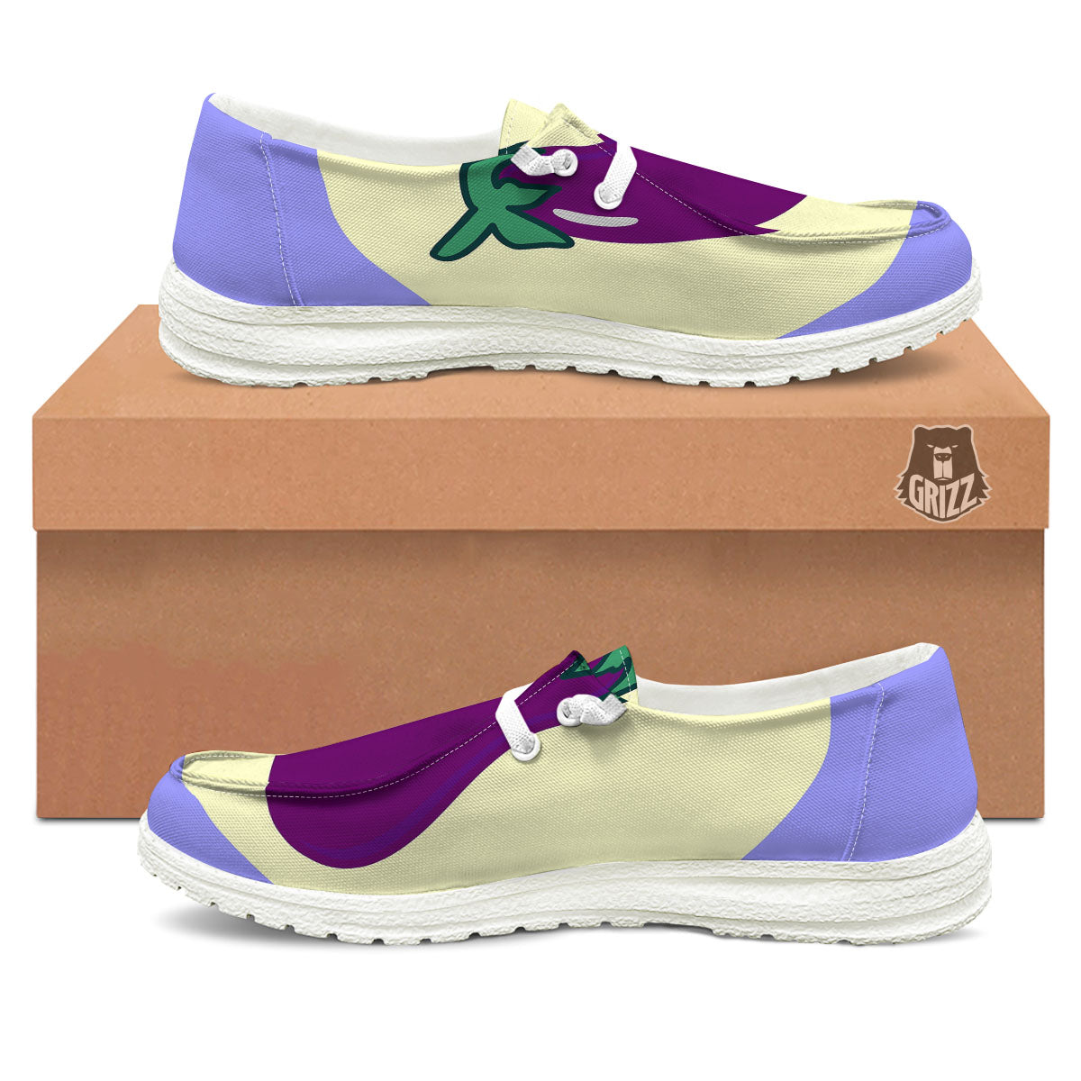Eggplant Print White Loafers-grizzshop